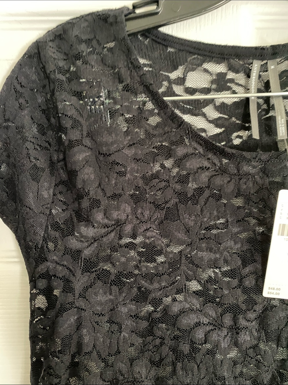 Anthropologie Black Lace Short-Sleeve Top - Picture 3 of 3